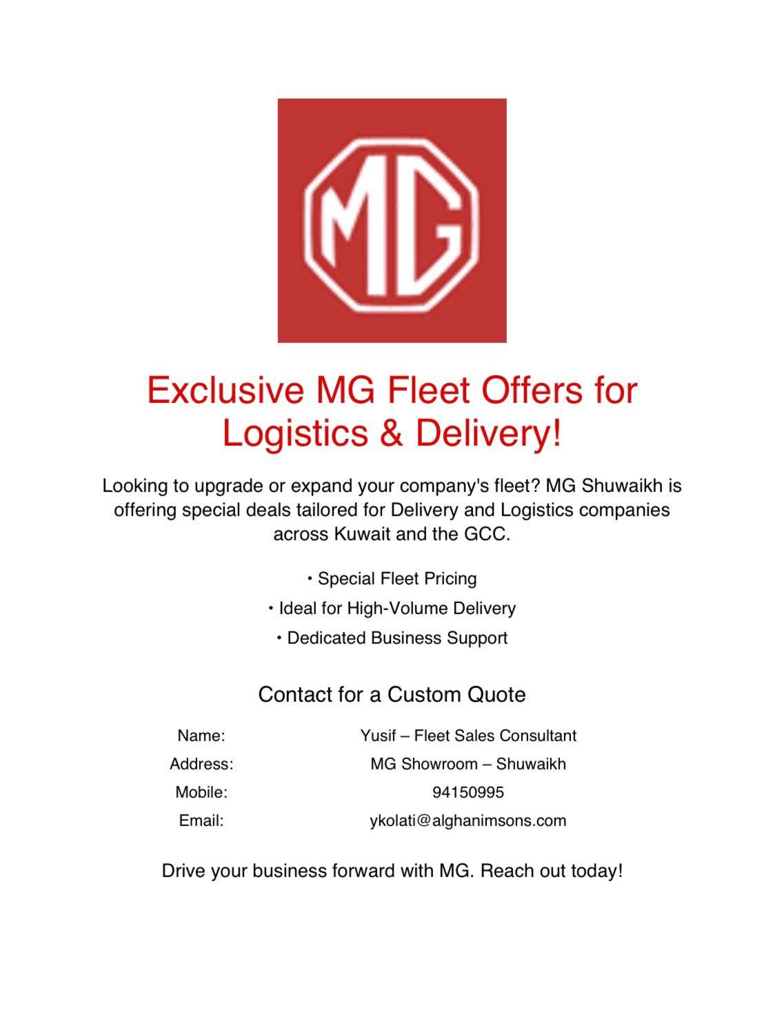Exclusive MG Fleet Offers for Logistics & Delivery! 📦🚗